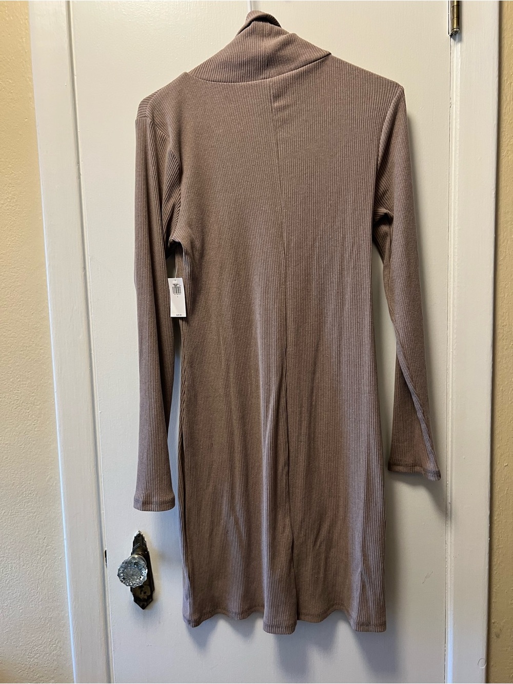 Old Navy Ribbed Long-Sleeve Turtleneck Dress - Taupe